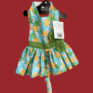 pineapple luau dress harness with matching leash